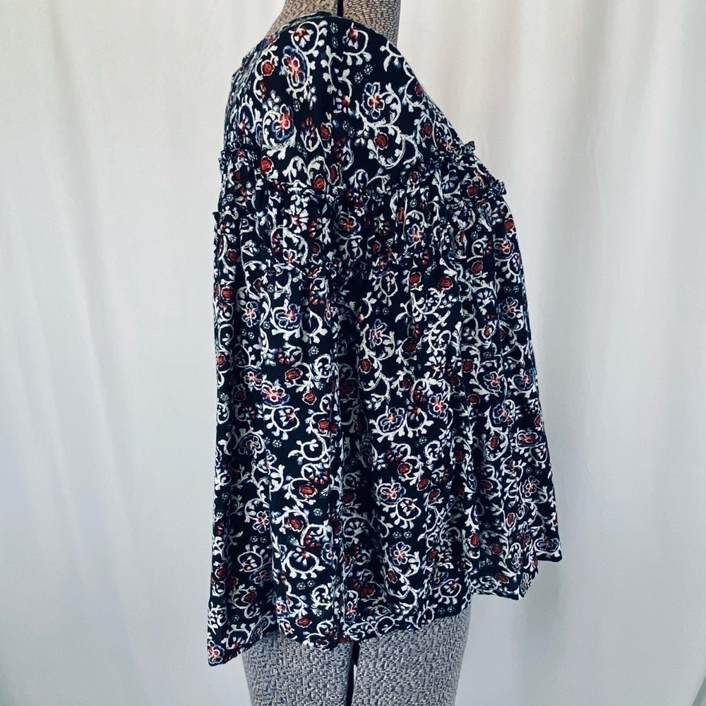 GAP Cotton Blend Peasant Blouse Top Shirt Spring Summer Size Large Cropped Flowy